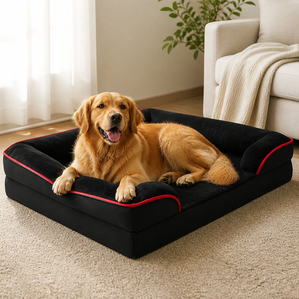 DogBedHouse Orthopedic Egg-Crate Foam & Non-Slip Dog Bed (Removable Washable Cover)