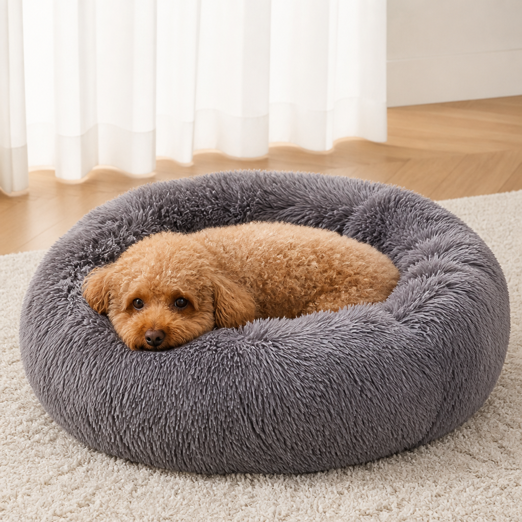 DogBedHouse Calming Plush Donut Dog Bed