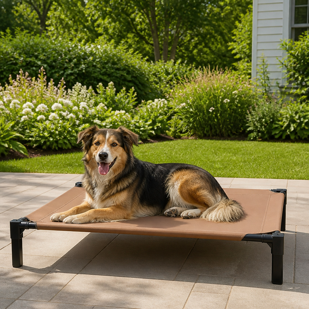 DogBedHouse Elevated Cooling & Portable Dog Cot (Removable Canopy)