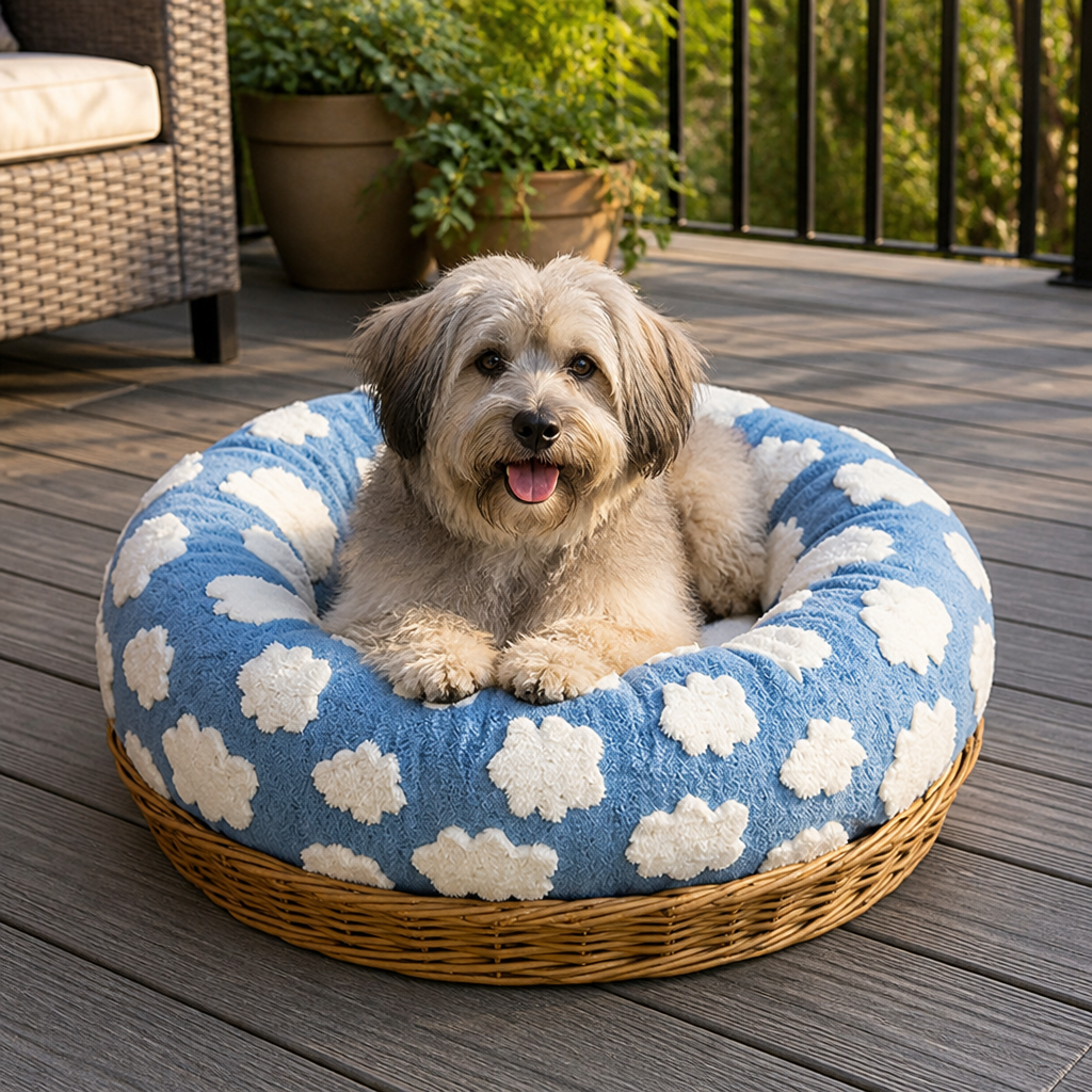 DogBedHouse Chew-Resistant Cotton & Anti-Slip Donut Dog Bed