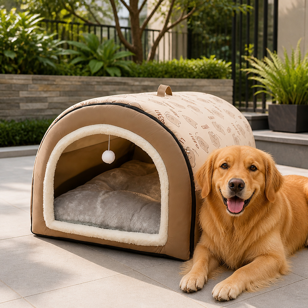 DogBedHouse Ultra-Large Semi-Enclosed Dog House (Removable & Washable)