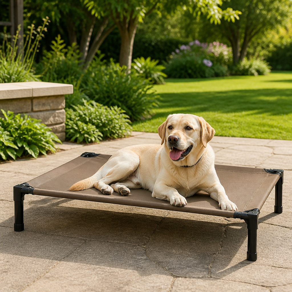 DogBedHouse Elevated Cooling & Portable Dog Cot (Removable Canopy)