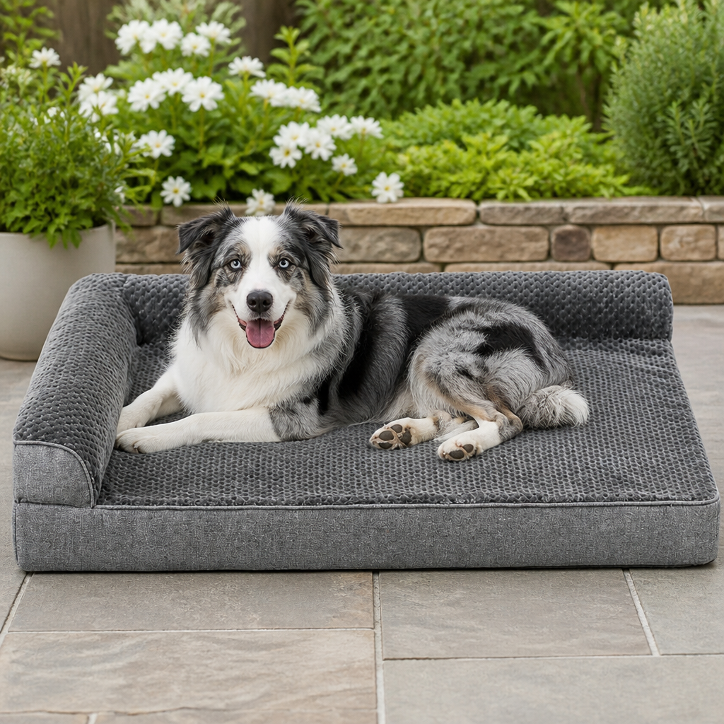 DogBedHouse Orthopedic High-Density Foam & Sherpa Dog Bed (Removable Cover)