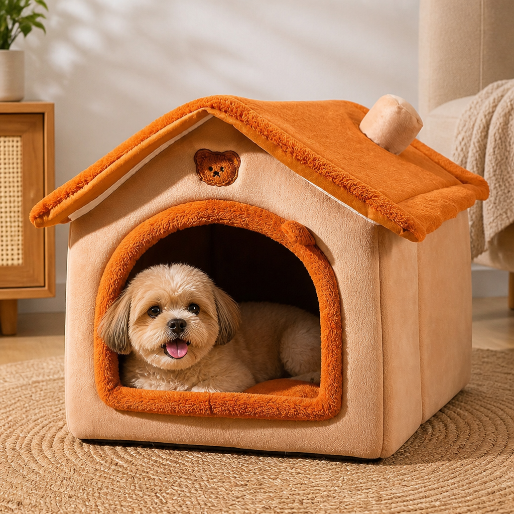 DogBedHouse Foldable & Washable Cozy Cave Pet Bed