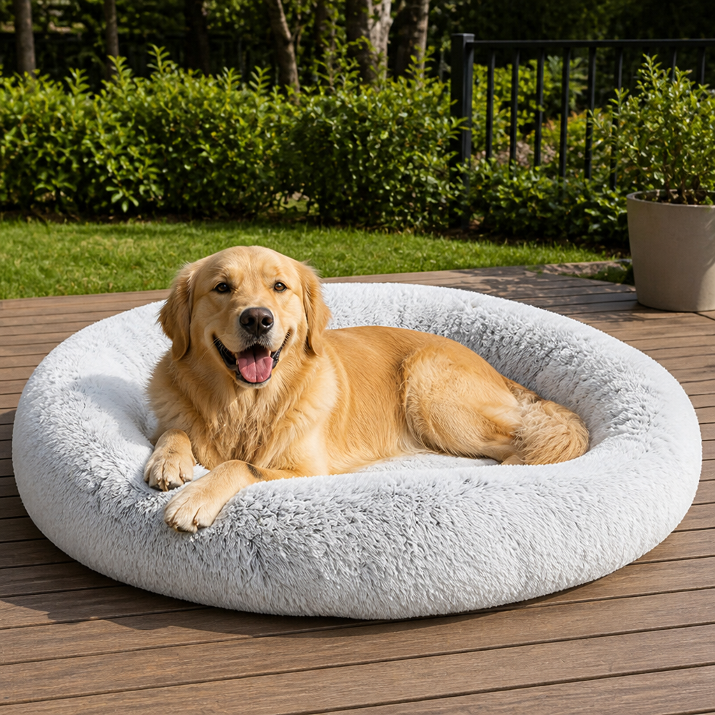 DogBedHouse Orthopedic & Washable Faux Fur Human Dog Bed (Detachable Cover)