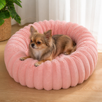 DogBedHouse Long-Pile Plush & Insulated Round Dog Bed (For Small Dogs & Cats)