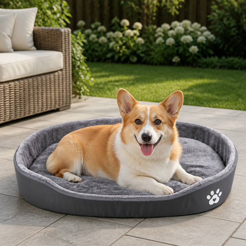 DogBedHouse Short-Plush Polyester Oval Dog Bed