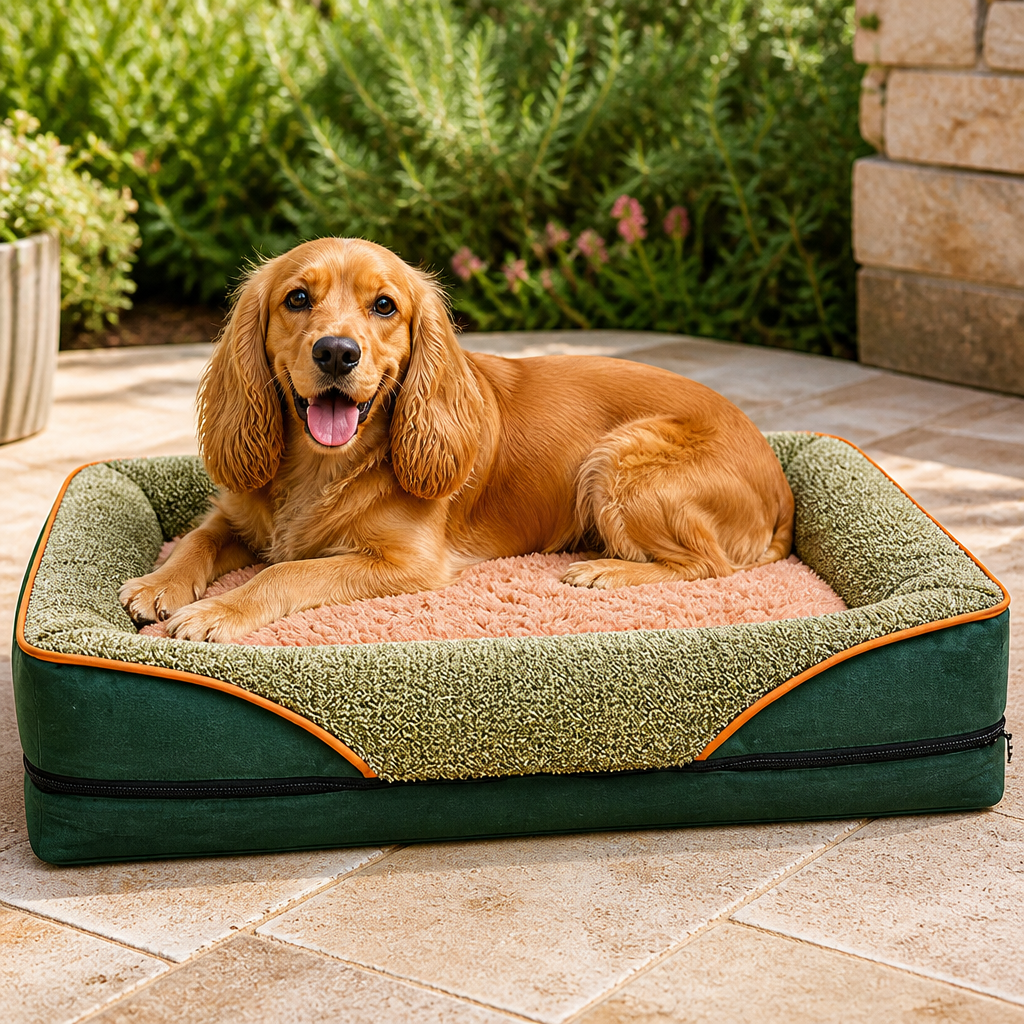 DogBedHouse Removable Washable Plush Bolster Bed