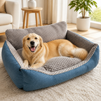 DogBedHouse Extra-Thick Plush & High Backrest Dog Sofa Bed (Removable Cover)