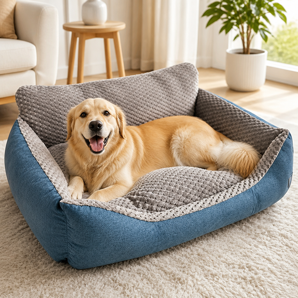 DogBedHouse Extra-Thick Plush & High Backrest Dog Sofa Bed (Removable Cover)