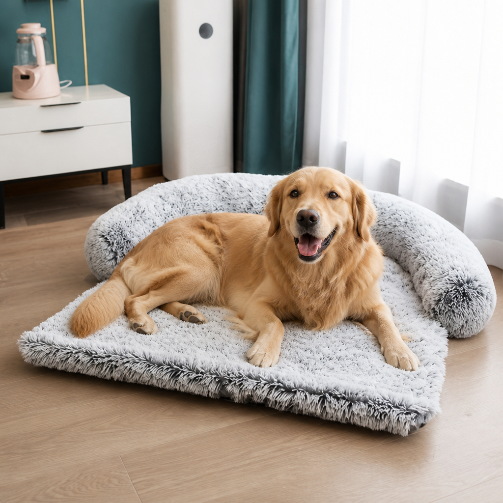 DogBedHouse Plush Neck Pillow Pet Sofa Bed (Removable Cover)