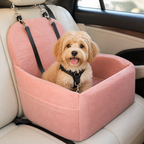 DogBedHouse Plush Memory Foam Dog Car Seat (3 Clip-On Safety Leashes)