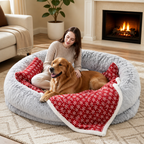 DogBedHouse Orthopedic & Washable Faux Fur Human Dog Bed (Detachable Cover)