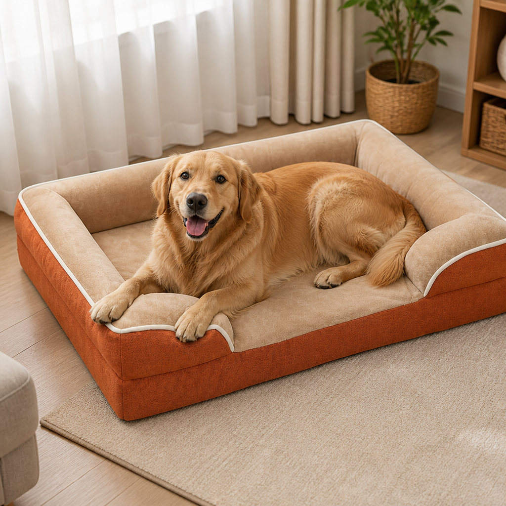 DogBedHouse Orthopedic Egg-Crate Foam & Non-Slip Dog Bed (Removable Washable Cover)
