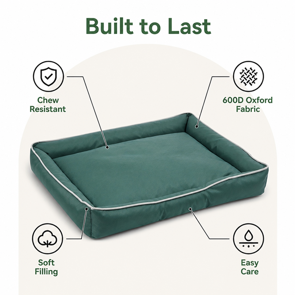 DogBedHouse Chew-Resistant 600D Oxford Dog Bed