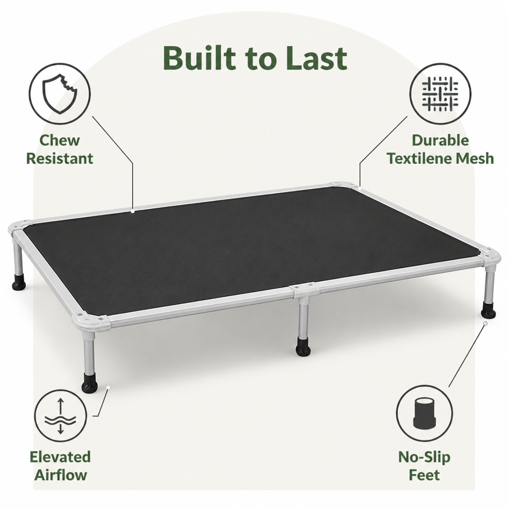 DogBedHouse Chew-Proof Aluminum Frame Elevated Dog Bed (Indoor/Outdoor)