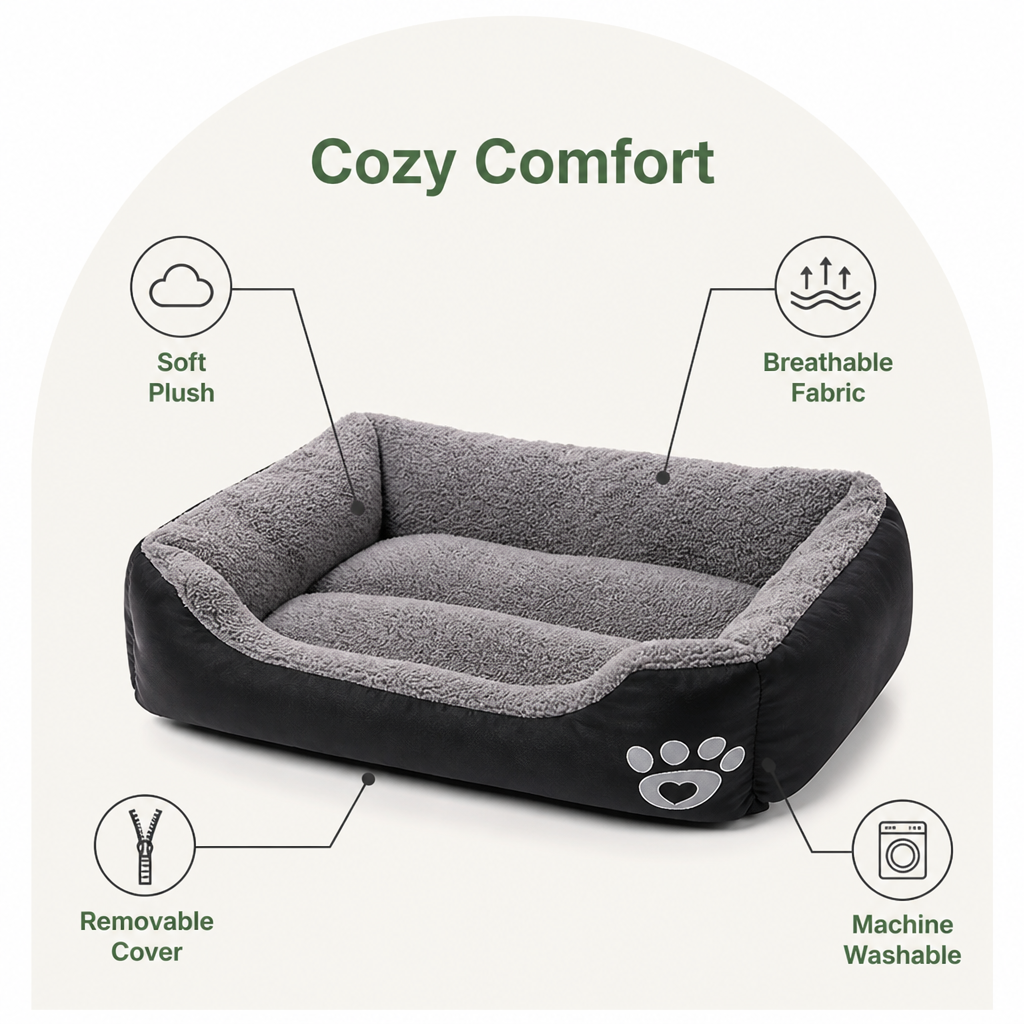 DogBedHouse Warm Plush & Washable Dog Bed