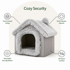 DogBedHouse Semi-Enclosed Plush Cat Bed (Removable Non-Slip Base)