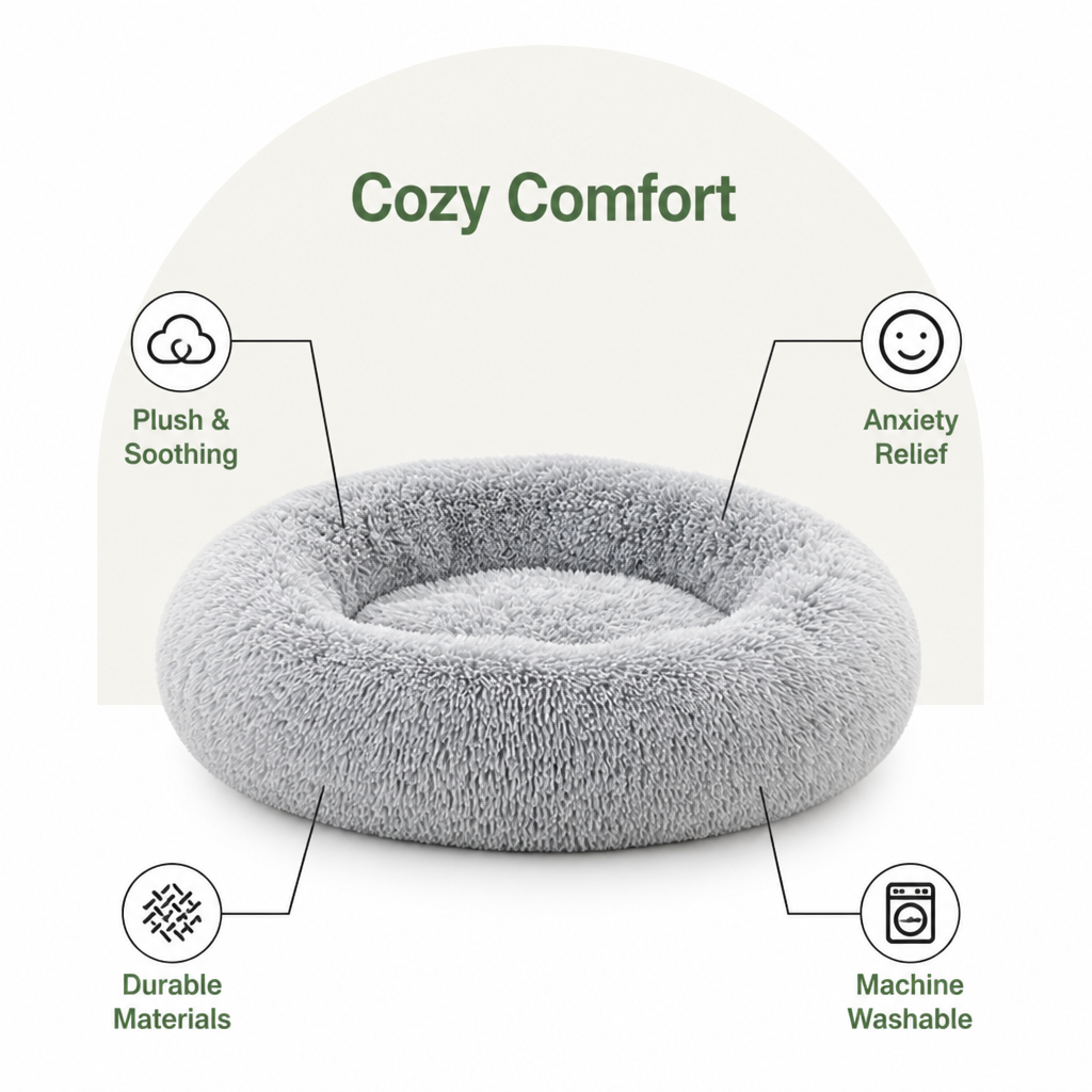 DogBedHouse Calming Plush Donut Dog Bed