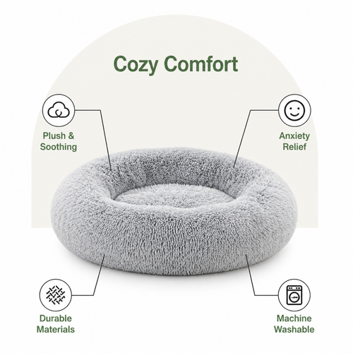 DogBedHouse Calming Plush Donut Dog Bed