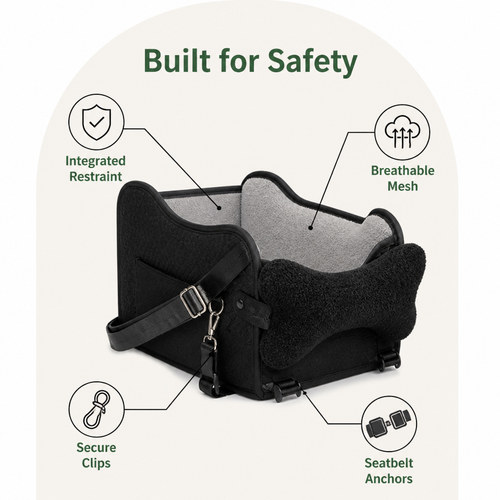 DogBedHouse Breathable Mesh & Safety Harness Dog Car Seat