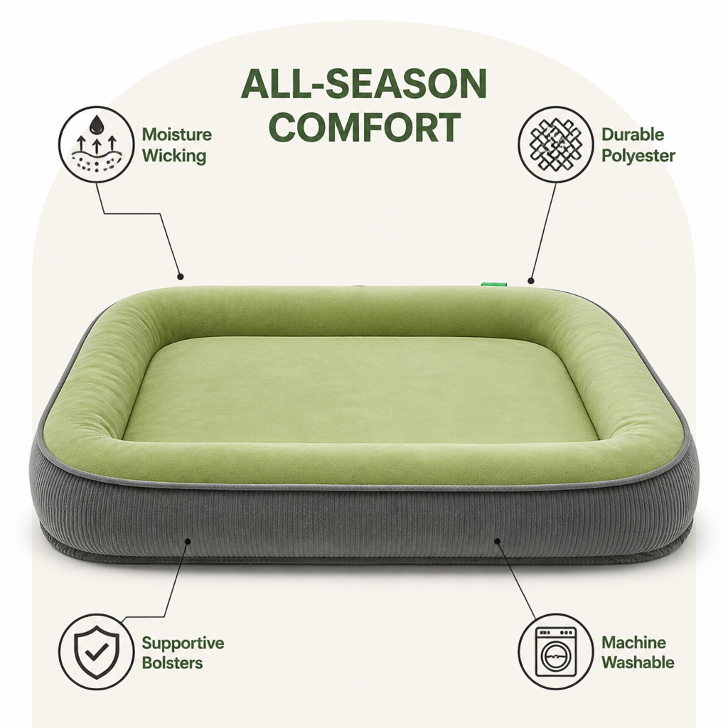 DogBedHouse All-Season Moisture-Wicking Polyester Dog Bed