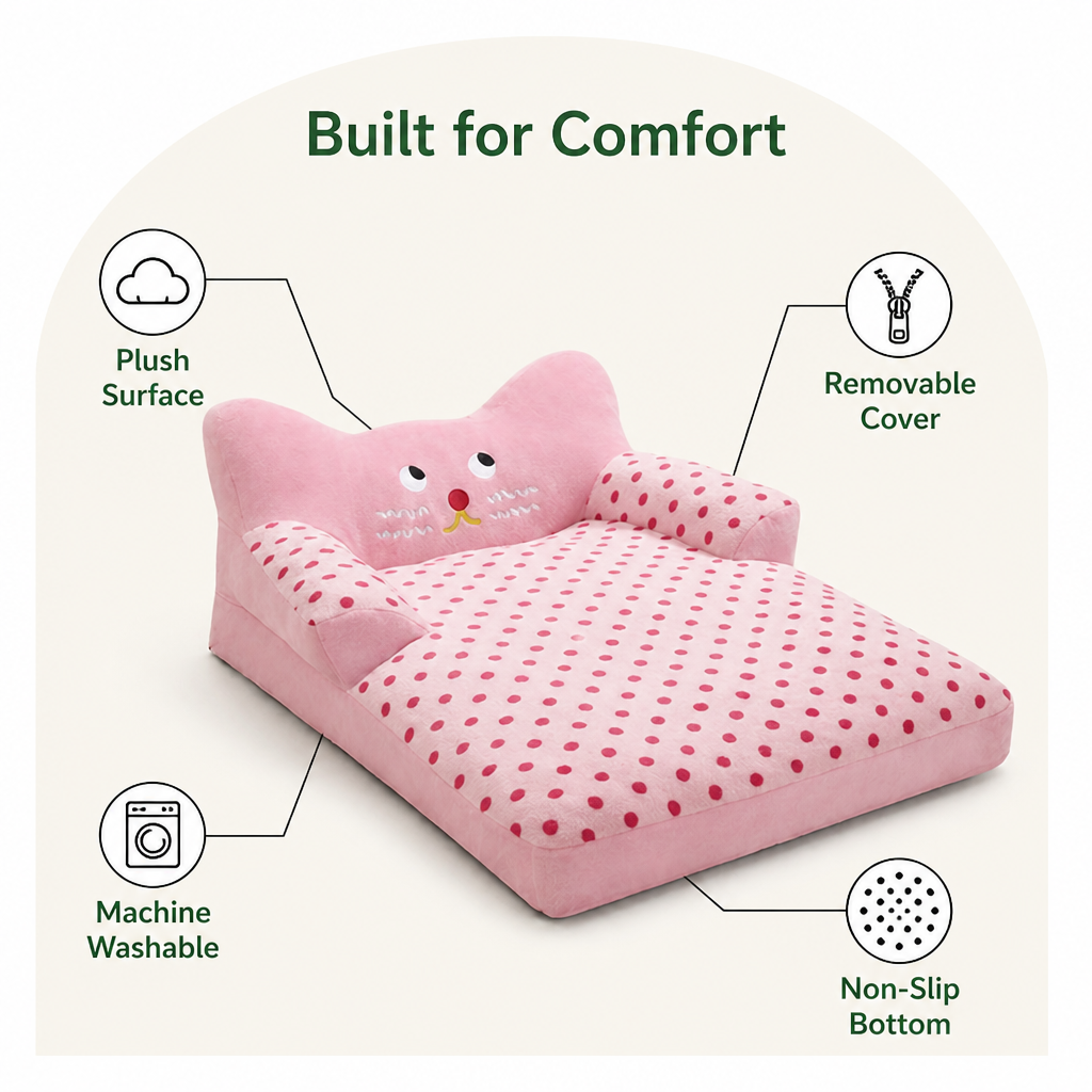 DogBedHouse Calming Washable & Non-Slip Sofa Bed (Removable Cover)