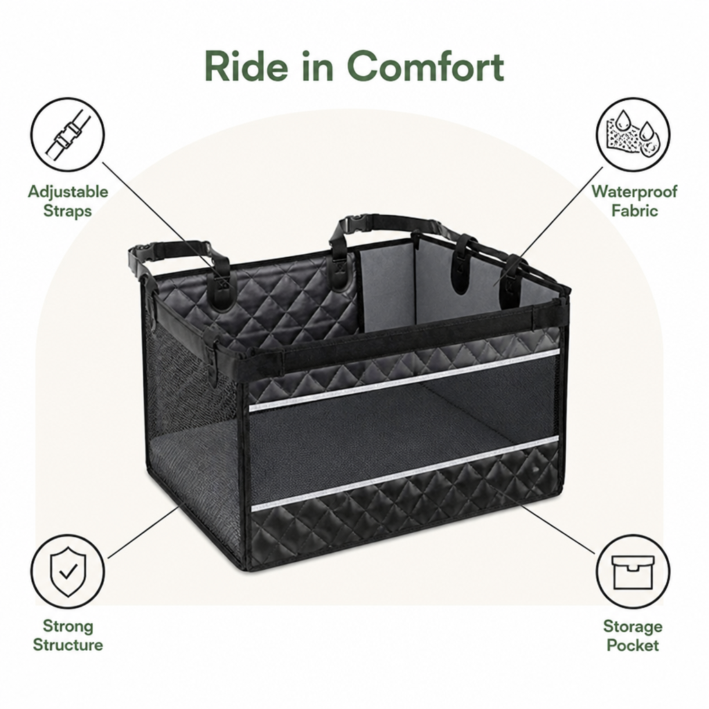 DogBedHouse Oxford Fabric & Machine-Washable Car Seat Extender (Storage Pocket)