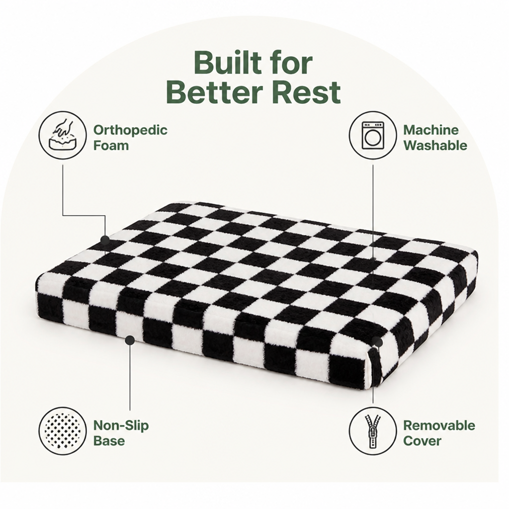 DogBedHouse Orthopedic Memory Foam & Non-Slip Dog Bed (Removable Cover)