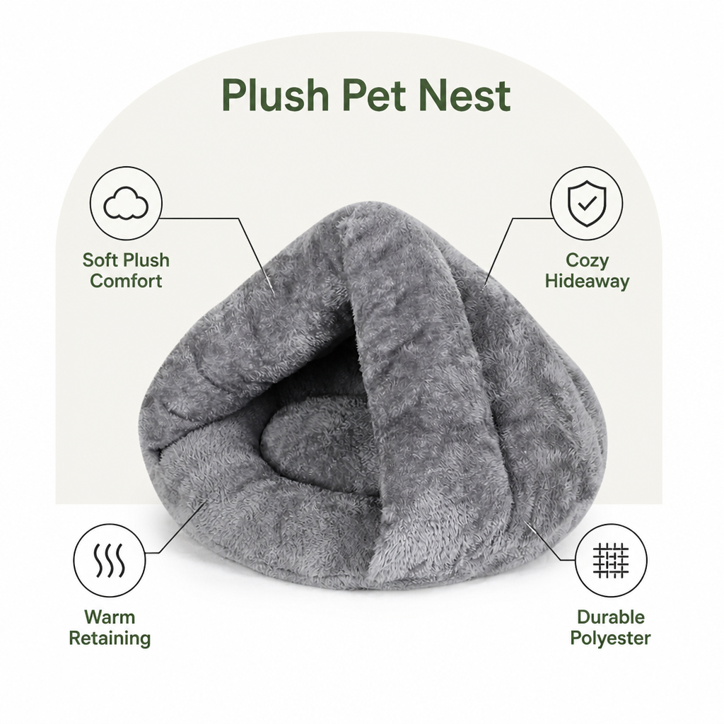 DogBedHouse Cozy Triangular Nook & Soft Polyester Pet Bed