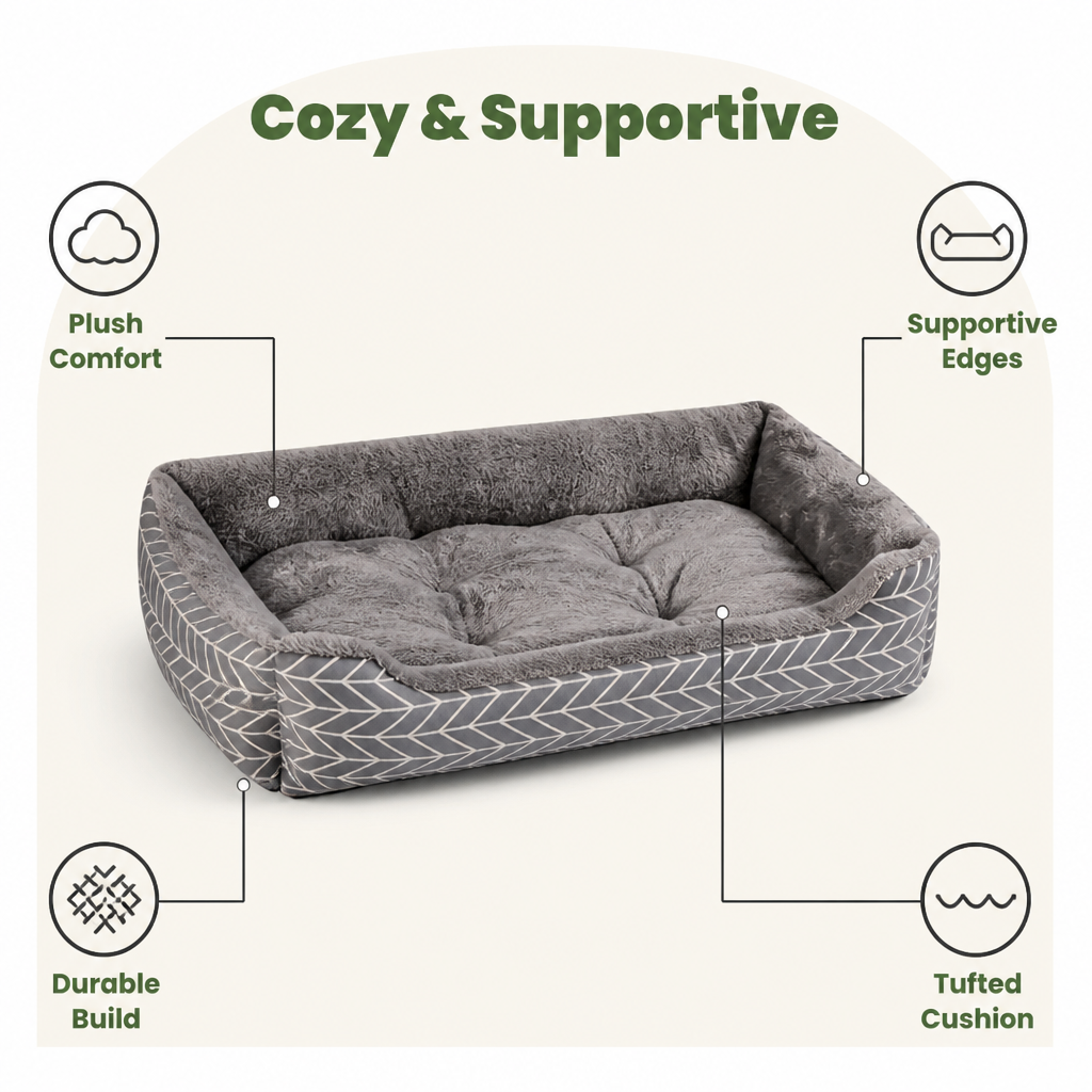 DogBedHouse Ultra-Soft Plush & Thick Cushion Pet Bed