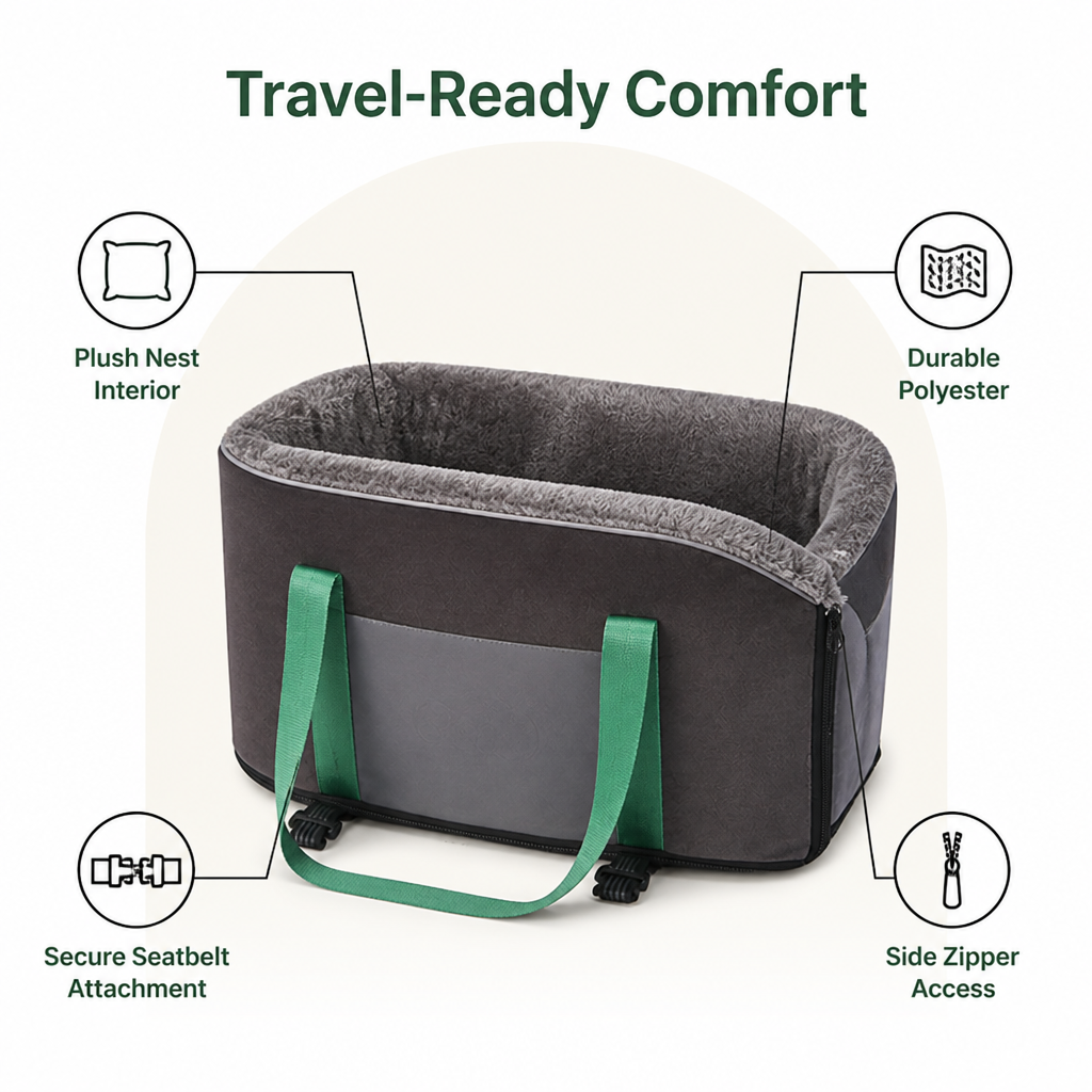 DogBedHouse Cushioned Nest & Durable Polyester Travel Carrier
