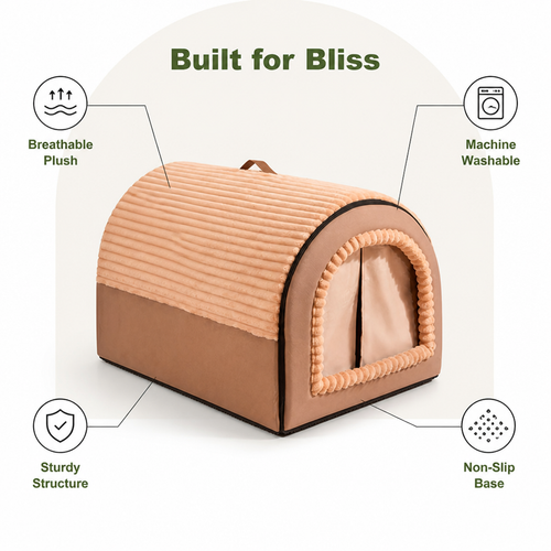 DogBedHouse All-Season Foldable Washable Dog Cave Bed (Non-Slip Base)