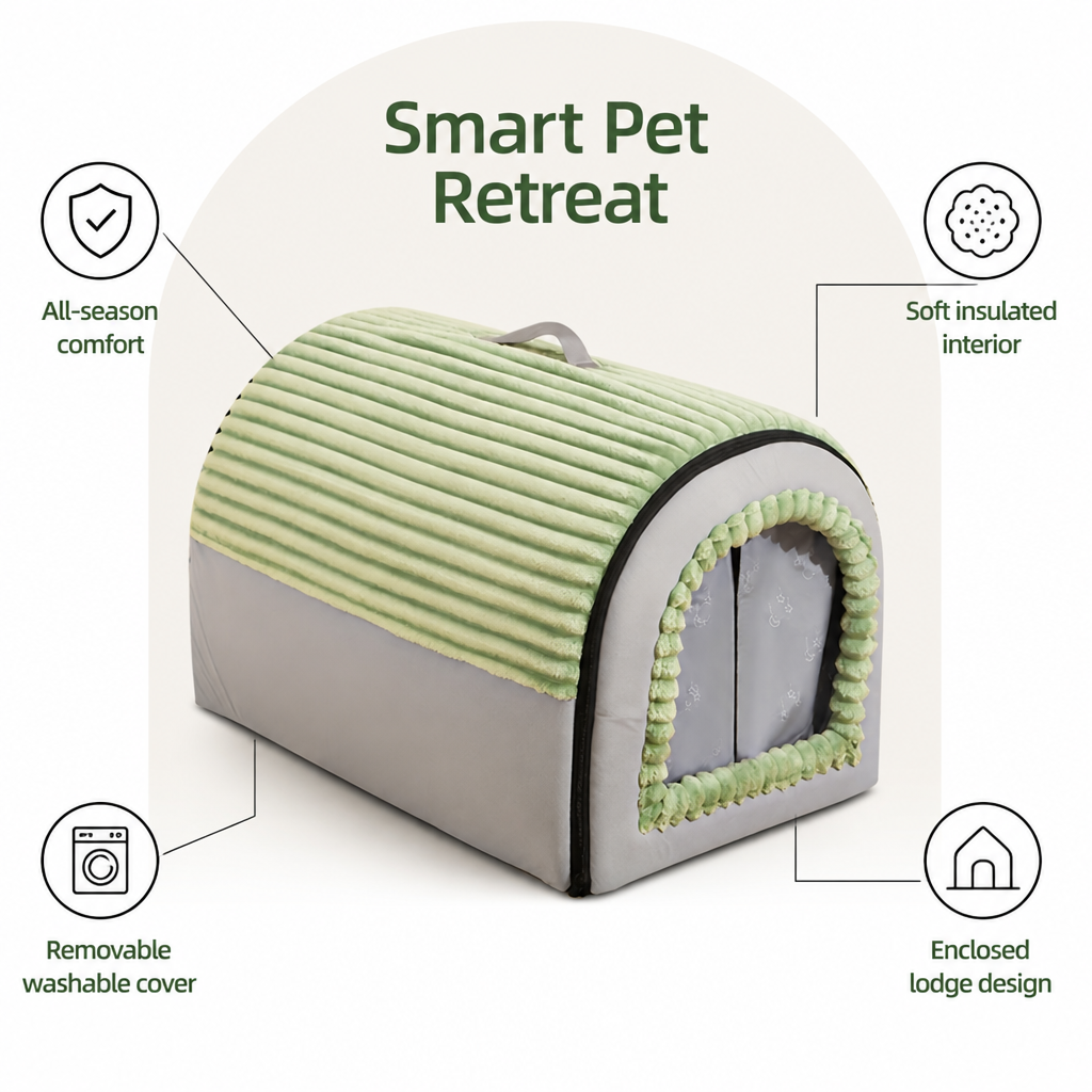 DogBedHouse Insulated Washable Pet Cave Bed (Removable Cover)