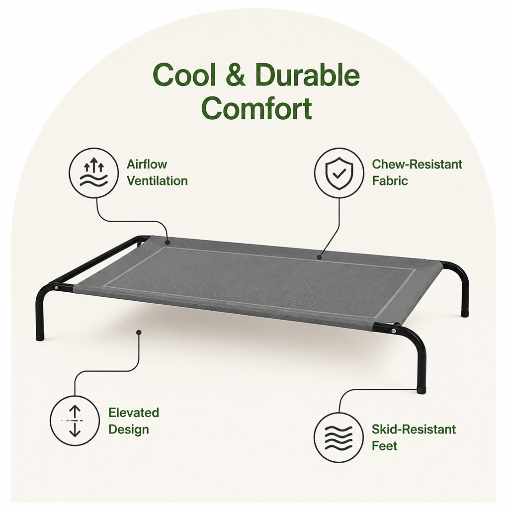DogBedHouse Elevated Cooling & Chew-Resistant Dog Bed