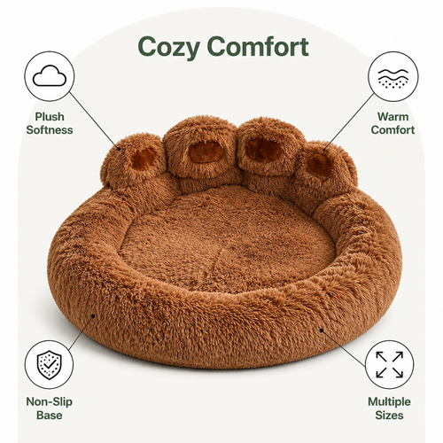 DogBedHouse Bear Paw Plush & Non-Slip Dog Bed