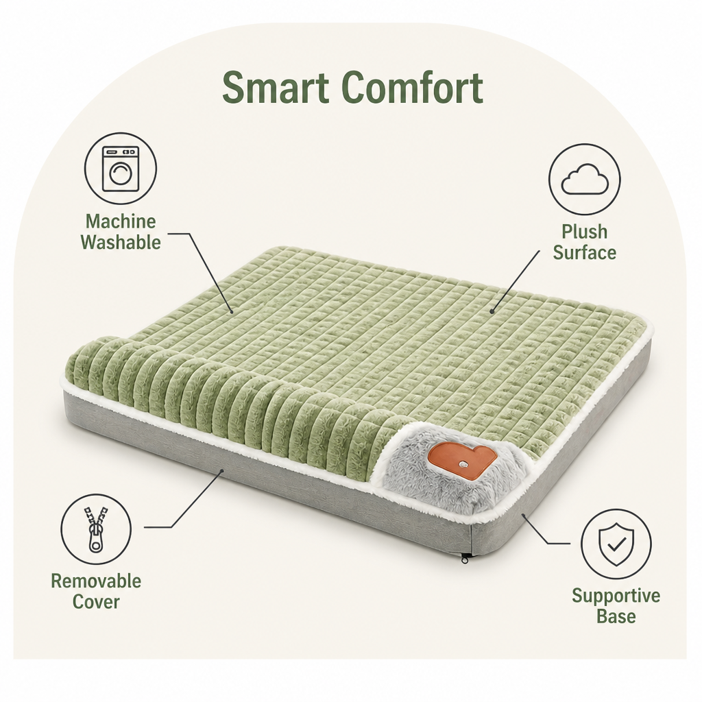 DogBedHouse Four-Season Plush & Washable Dog Sleeping Mat (Removable Floor Mat)