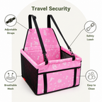DogBedHouse Elevated Washable Car Booster Seat (Safety Leash & Adjustable Straps)