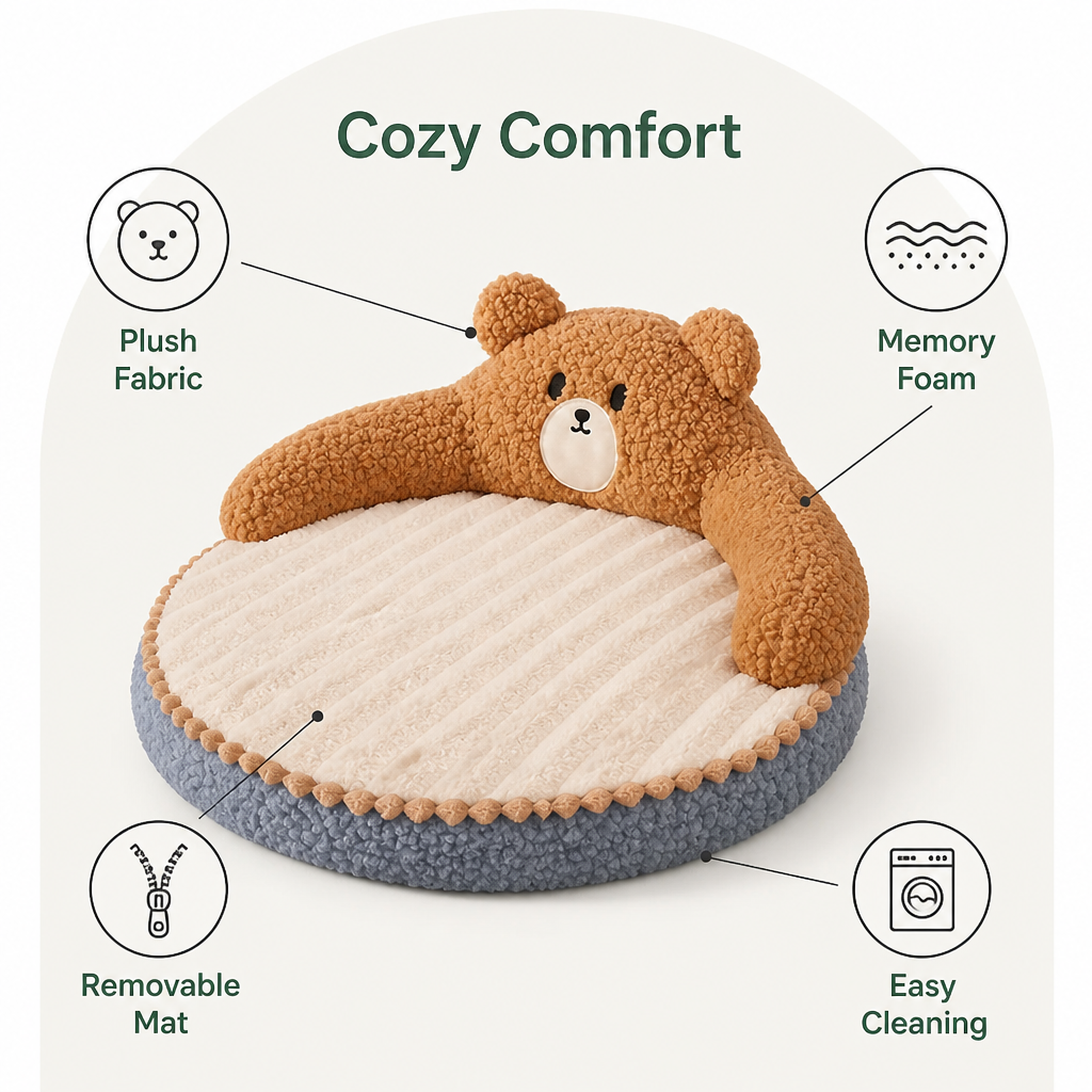 DogBedHouse Removable Mattress & Memory Foam Round Pet Bed