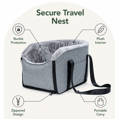 DogBedHouse Buckle-Secure & Portable Polyester Pet Car Seat