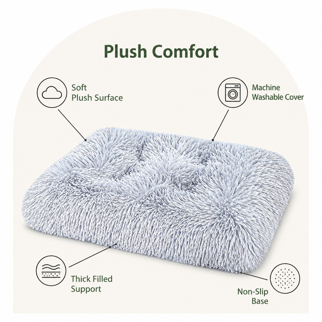 DogBedHouse Plush Lined Polyester Fill Dog Bed (Removable Cover)
