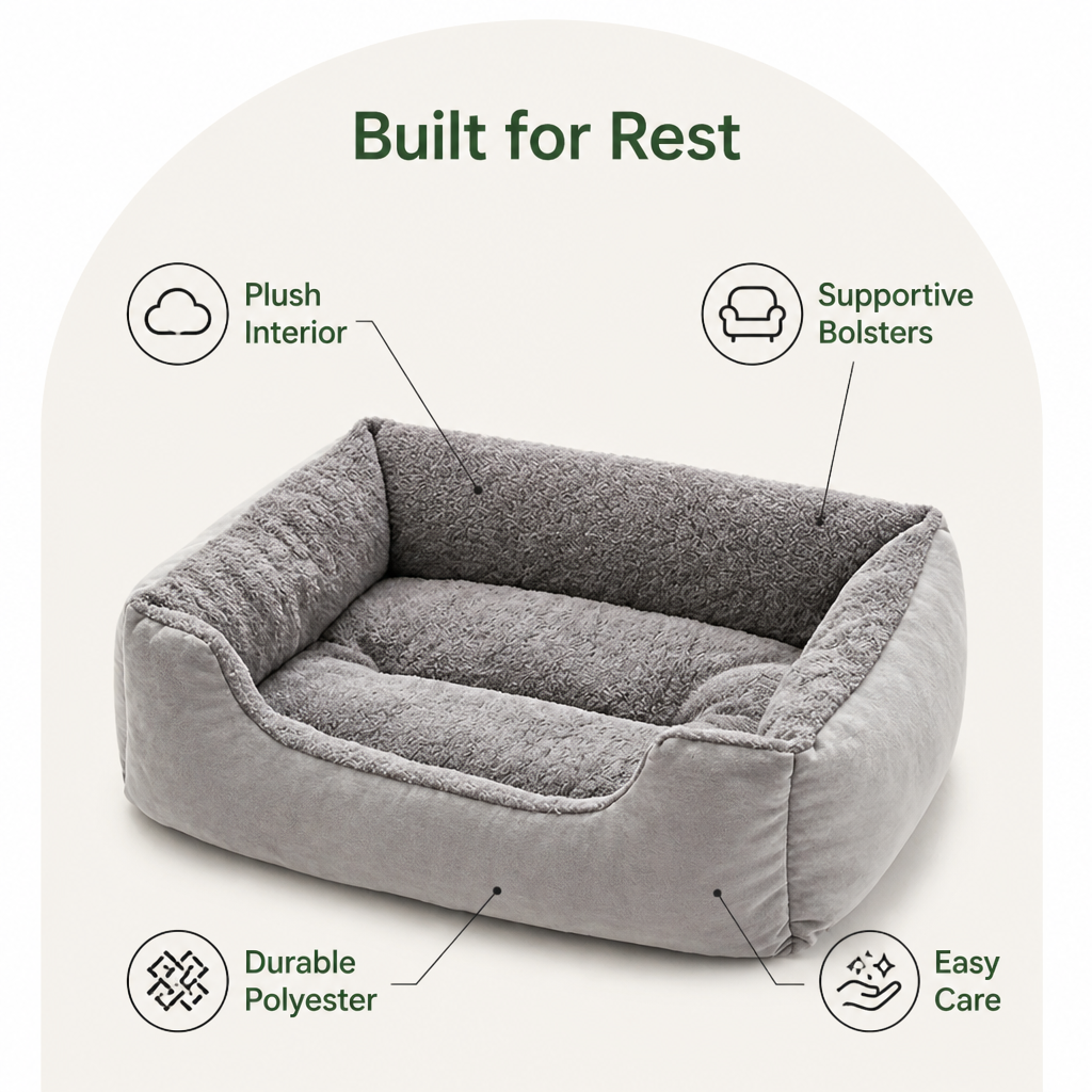 DogBedHouse Plush Mattress-Style & Easy-Clean Polyester Pet Bed