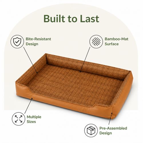 DogBedHouse Bite-Resistant Bamboo-Mat Dog House (Pre-Assembled)