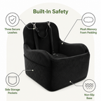 DogBedHouse Plush Memory Foam Dog Car Seat (3 Clip-On Safety Leashes)