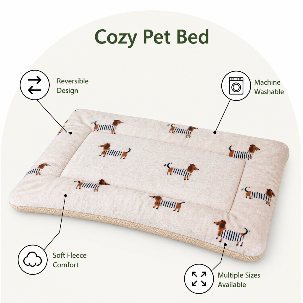 DogBedHouse Double-Sided Fleece & Machine Washable Dog Bed