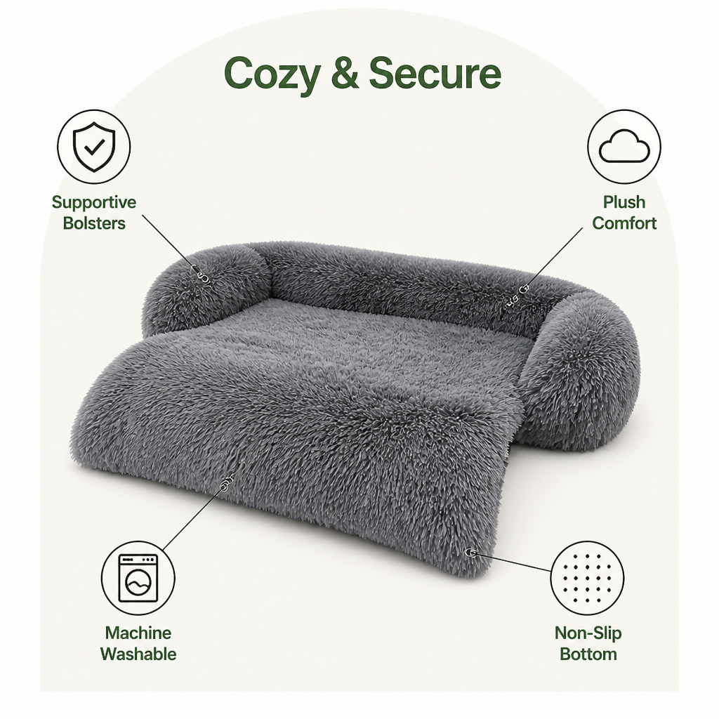 DogBedHouse All-Season Fluffy Washable Sofa Bed (Non-Slip Bottom)