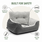 DogBedHouse Adjustable Straps & Clip-On Leash Booster Car Seat
