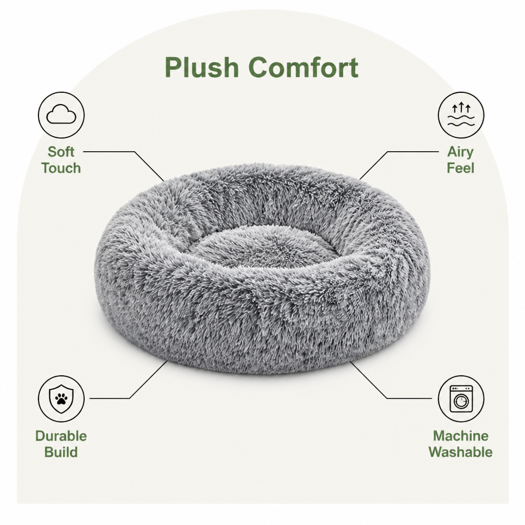 DogBedHouse Plush Long-Pile Tie-Dye Round Dog Bed
