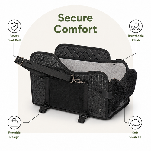 DogBedHouse Breathable Mesh & Cushion Center Console Booster Seat