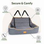 DogBedHouse Thick Padded & Washable Booster Dog Car Seat (Detachable Cover)